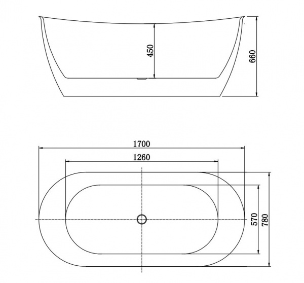 Ванна акрилова ScandiSPA RAN EB12778 1700х780 см 