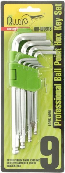 Набор ключей шестигранных Alloid 1,5-10 мм НШ-Ш0918