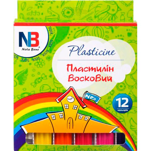 Пластилин восковый 12 цветов 144 гр Nota Bene