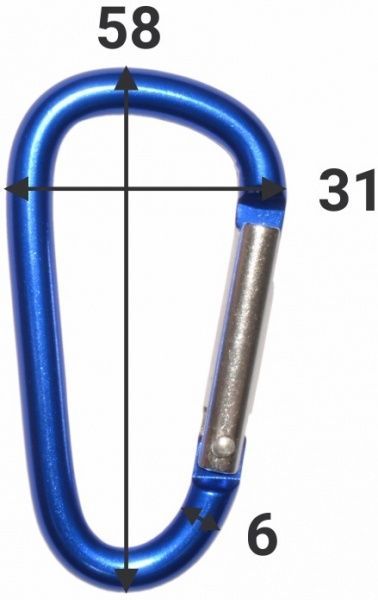 Карабін D-подібний алюмінієвий RD 6x62 мм