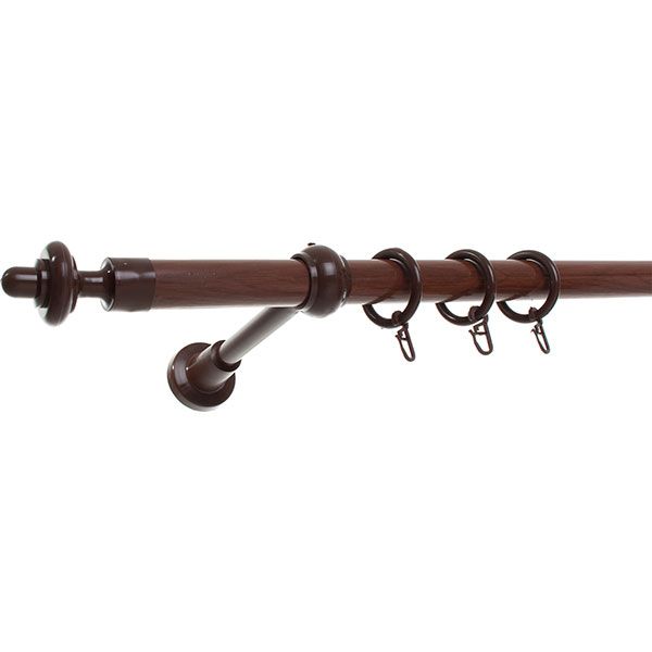 Карниз ОМиС одинарный укомплектованный d28 мм 240 см орех 