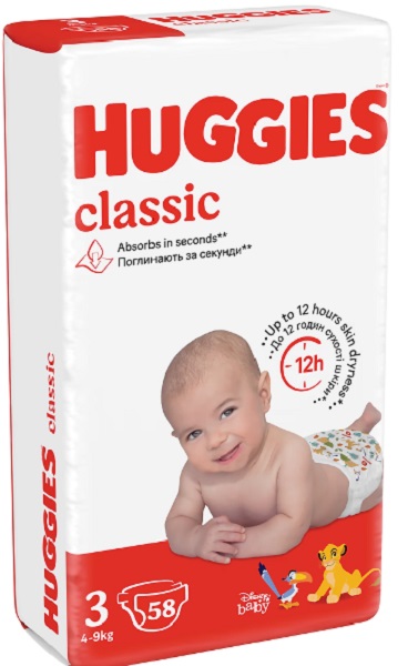 Подгузники Huggies Classic 3 4-9 кг 58 шт.