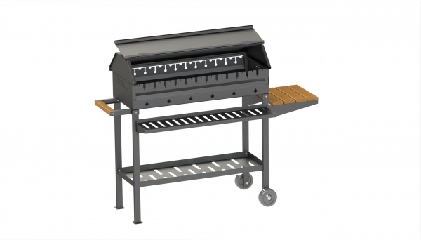 Мангал-барбекю трансформер стационарный 1530х650х1150 с колесиками