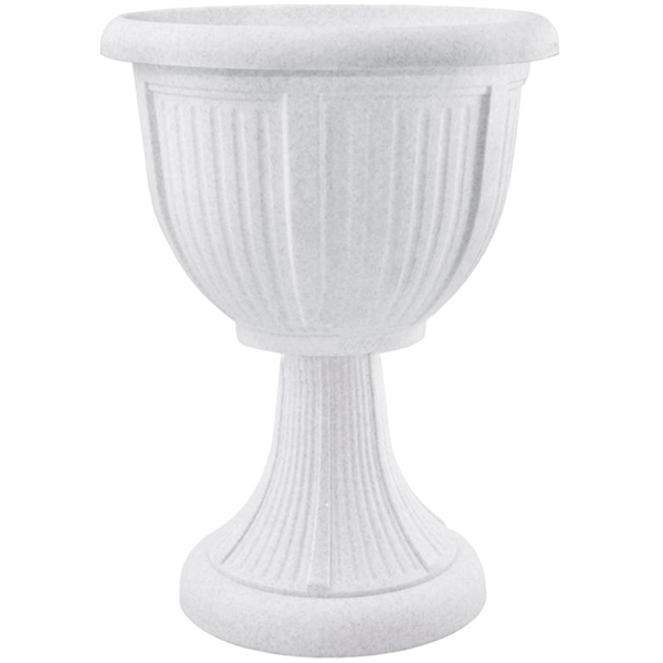 Вазон пластиковий Алеана Леон глибокий круглий 6л білий із сірим (114008) 