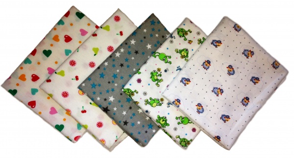 Пеленка фланель облегченная К192 90х100 см белый с принтом 