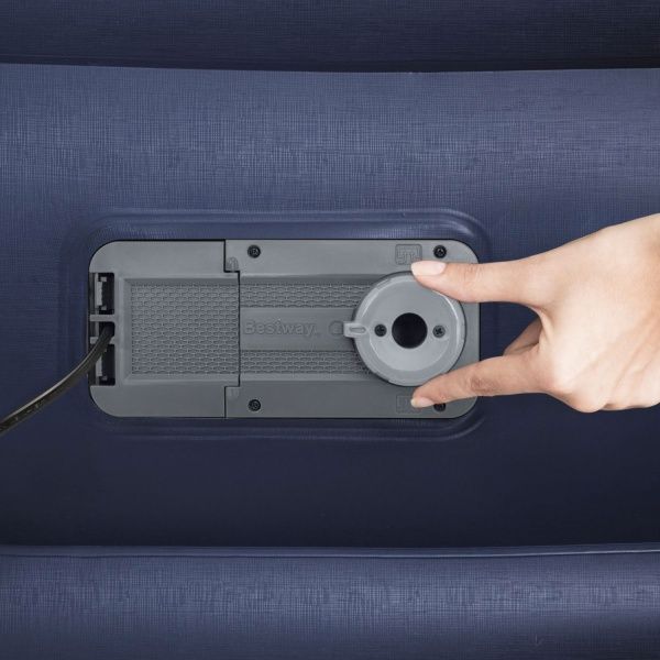 Матрац надувний Bestway Tritech Airbed Twin з вбудованим подвійним електронасосом 203х56 см сірий/синій