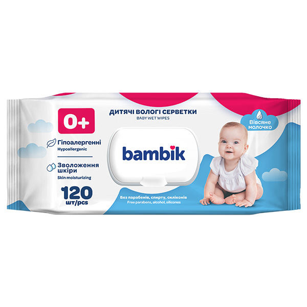Детские влажные салфетки Bambik с овсяным молочком 120 шт.