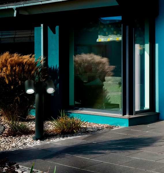 Столбик Polux Pino-2 44 см GU10 IP44 черный 