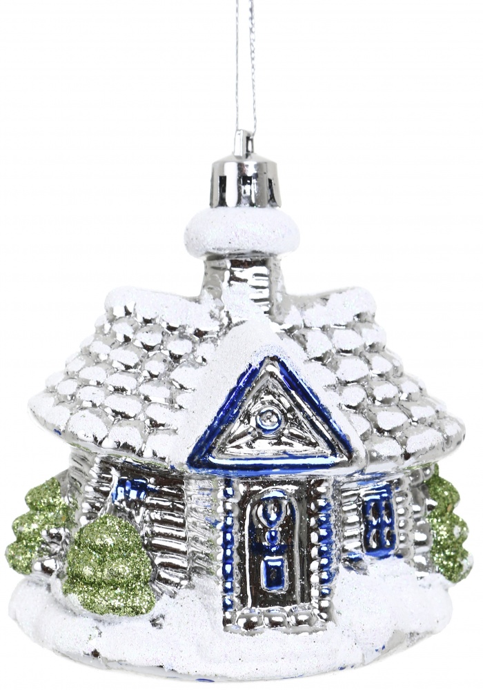 Набір ялинкових іграшок хатинка 3 кольори 8 см 2 шт./уп.