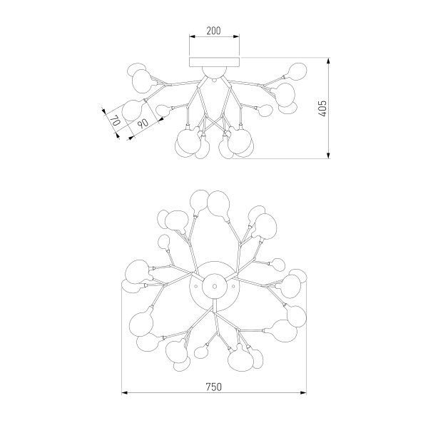 Люстра стельова Strotskis Foglia 27x3 Вт G4 золотий 542 