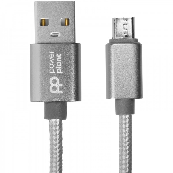 Кабель PowerPlant USB – microUSB 1 м сірий (CA912339) 