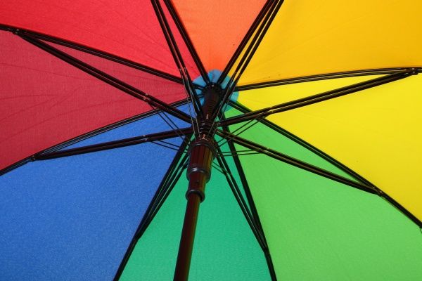 Зонт Радуга, трость, автомат разноцветный 