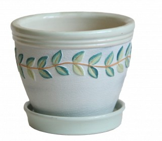 Горщик керамічний Оріана-Запоріжкераміка В`єтнамський набір № 312 круглий 5 л білий із малюнком (110-3-043) 