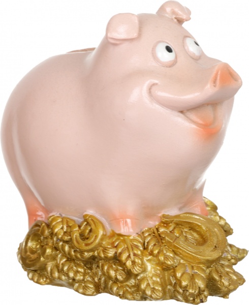 Декорація новорічна Сувенір-скарбничка Свинка весела на колосках 10 см ZY0917102C-2 