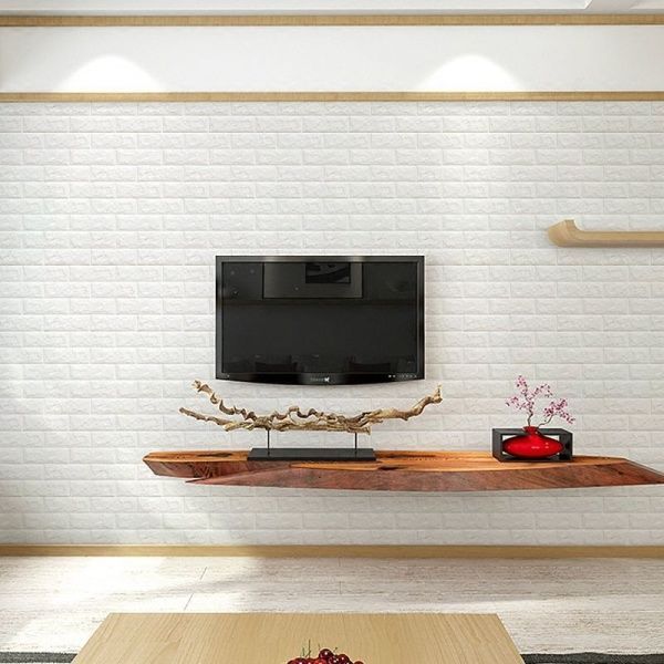 Декоративна наліпка 3D-панель цегла біла 770*700*8мм