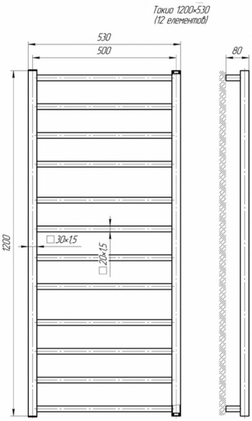 Рушникосушарка Mario Токіо 1200х530/500