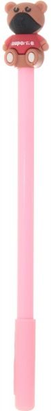 Ручка гелевая Фэшн мишка розовая 