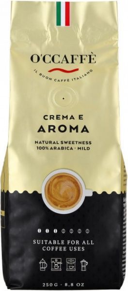 Кава в зернах O'CCAFFE Crema e Aroma 100% Arabica 250 г (8013663001835)