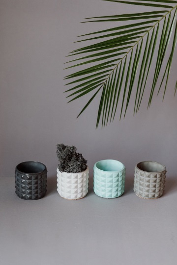 Кашпо декоративное Piramid cup бирюзовый бетон