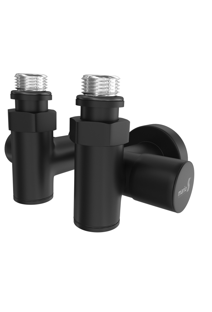 Кран угловой Mario Кран кутовий під ТЕН чорний мат