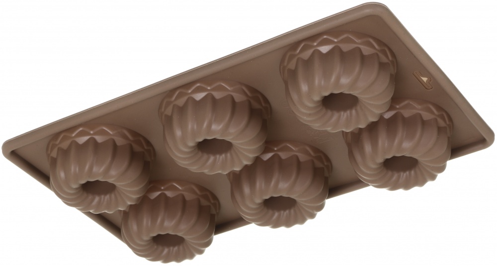 Форма для кексов Smart Kitchen by Flamberg с втулкой на 6 шт Peach&Brown series 27х16,3х3 см коричневый