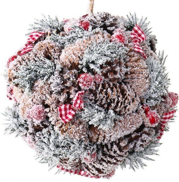 Куля хвойна Омела з шишками і ягідками d220 мм RS1Q1337 