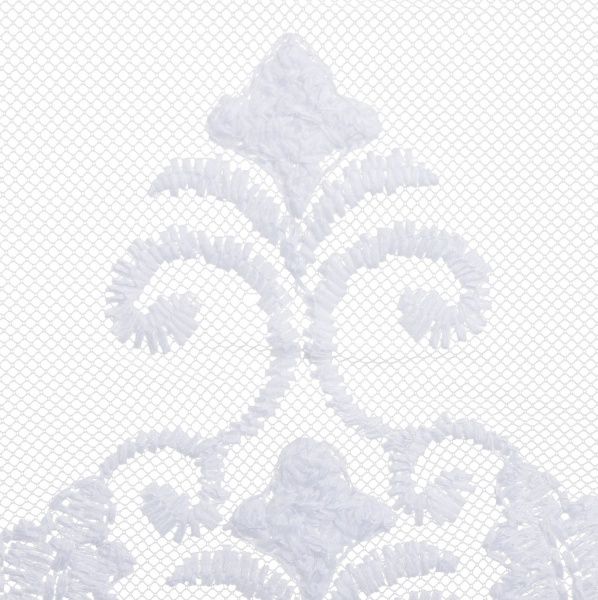 Ткань тюлевая Scarlett Samoa 747201/11 вышивка вензель на сетке 285 см белый 