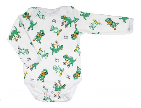 Боди для мальчика Маленькие люди Дино р.68 белый с рисунком 