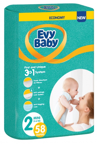 Підгузки Evy Baby Mini 3-6 кг 58 шт.