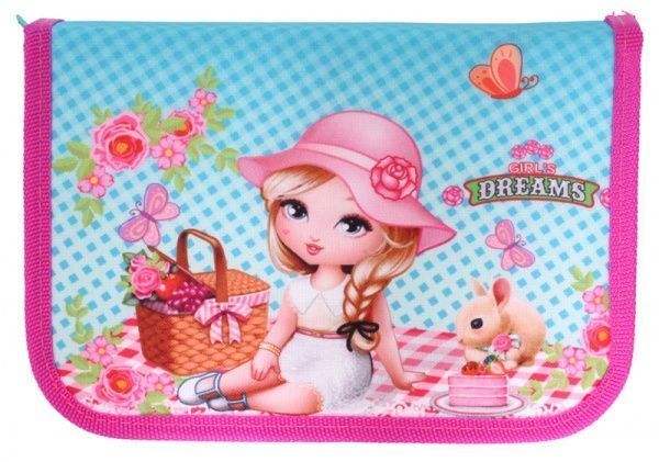 Пенал 1 отворот Girl's Dreams 99100 CLASS розовый с голубым