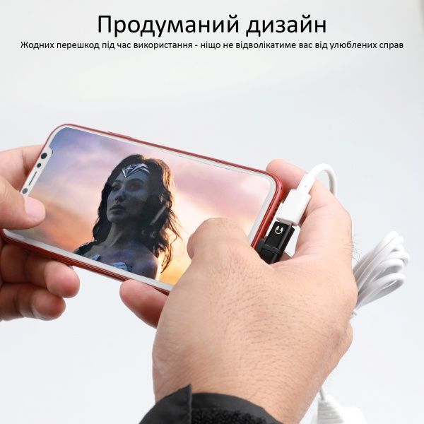 Перехідник Promate iHinge-LT 2 в 1 Lightning to Lightning Audiо & Sync/Charge Black чорний (ihinge-lt.black) 
