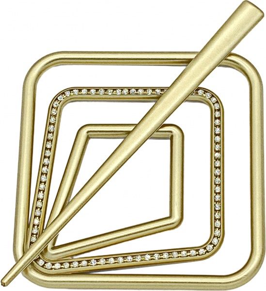 Заколка Квадрат Элит 85х85 мм золото В0021-3 MISLT