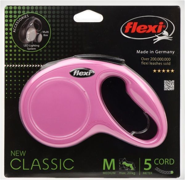 Поводок-рулетка FLEXI Classic M розовый до 20 кг 5 м