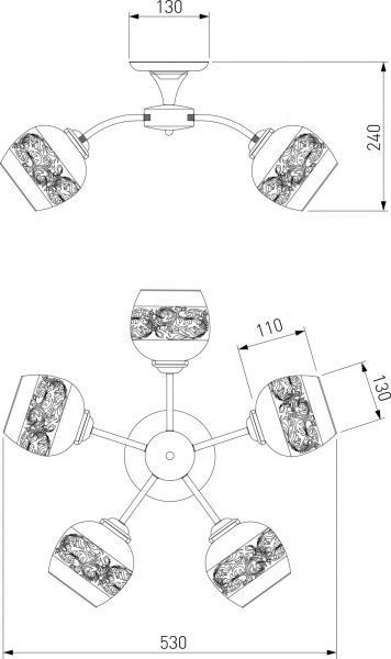 Люстра стельова Strotskis Cheryl 30118/5 5x60 Вт E27 антична бронза 