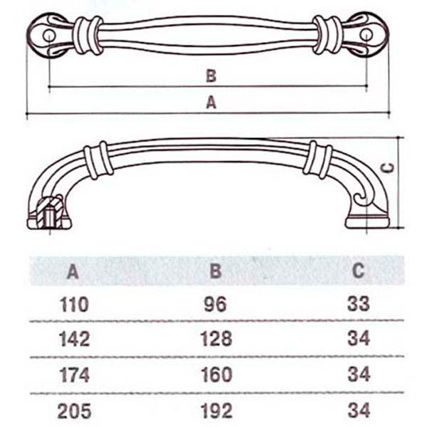 Мебельная ручка 192 мм античная бронза MVM D-1014-192 SMAB