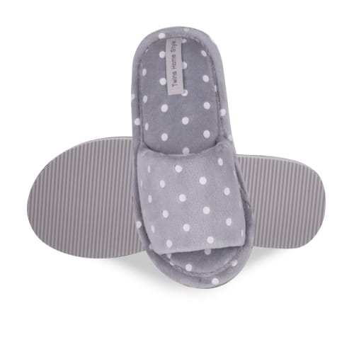 Капці для дівчаток Twins HS-VL велюрові в горошок р.32/33 сірий 7198 