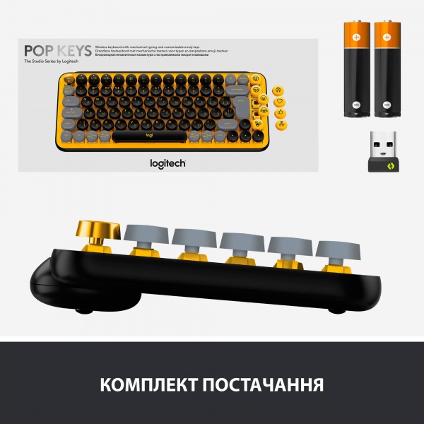 Клавіатура Logitech POP Keys Wireless Mechanical Keyboard With Emoji Keys (L920-010735) blast yellow 