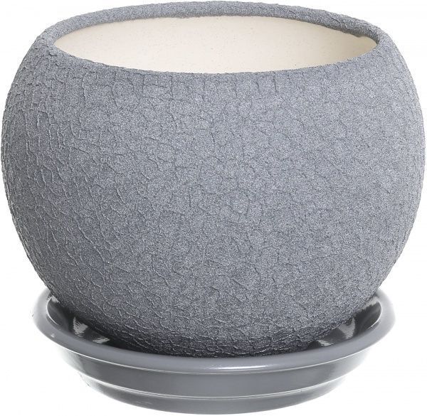 Горщик керамічний Оріана-Запоріжкераміка Куля шовк круглий 1,4л металік (037-2-129) 