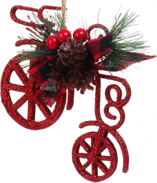 Елочная игрушка Велосипед 12x11 см E09051R 