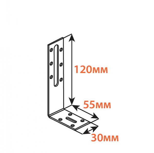 Кутник регульований Kolchuga асиметричний 120x55x30 мм 2 мм