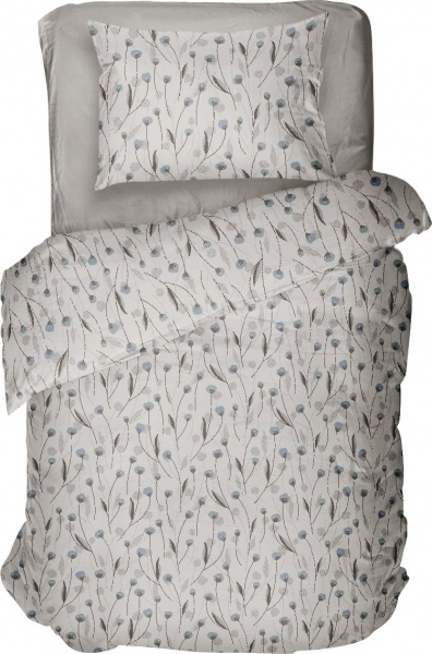 Комплект постільної білизни Bloom 1,5 сірий із малюнком Luna 