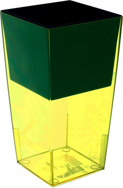 Горшок пластиковый Prosperplast Urbi square P 2 в 1 квадратный 4л прозрачный зеленый (70005-2) 