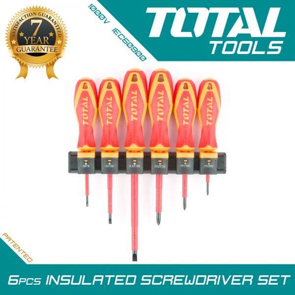 Набор отверток Total диэлектрических до 1000 В 6 шт. SL 3.0 / 4.0 / 6.5 PH 0 / 1 / 2×150 мм THTIS566