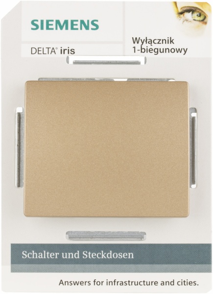 Вимикач одноклавішний Siemens Iris без підсвітки золото одісей 18505 OD