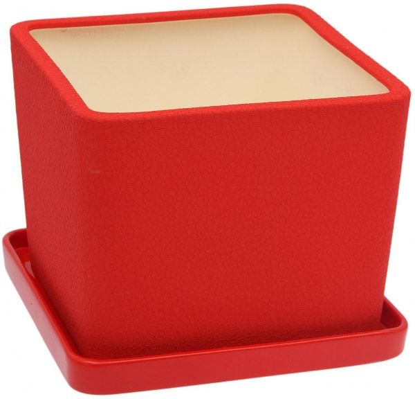 Горшок керамический Ориана-Запорожкерамика Квадрат квадратный 9л красный (064-1-002) 