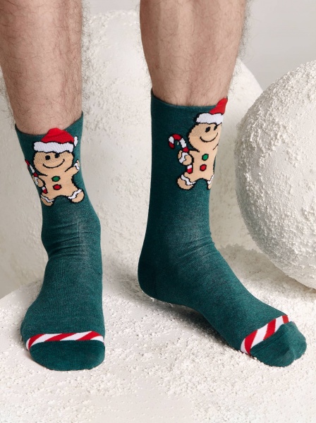 Шкарпетки чоловічі DiWaRi DW NEW YEAR 21С р.27-29 темно-бірюзовий