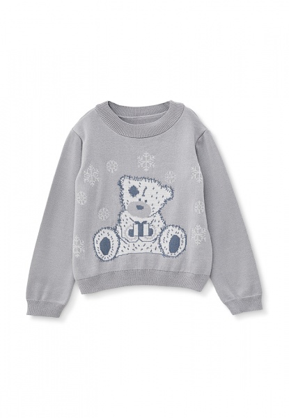 Джемпер детский для девочки ART KNIT Медвежонок р.122-128 светло-синий 