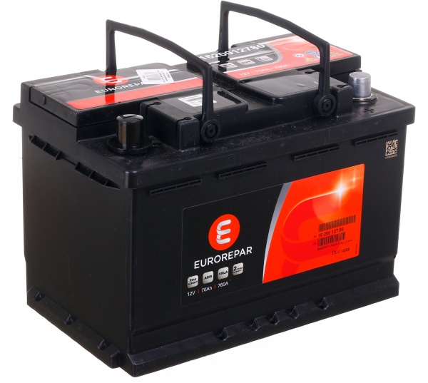 Аккумулятор автомобильный EUROREPAR 70Ah 760A 12V 1620012780 «+» справа (1620012780)