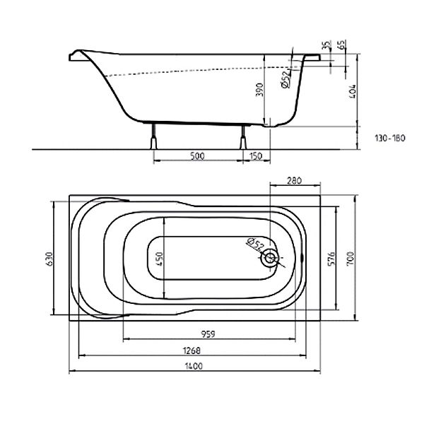 Ванна акриловая Kolo Sensa XWP3540000 140x70