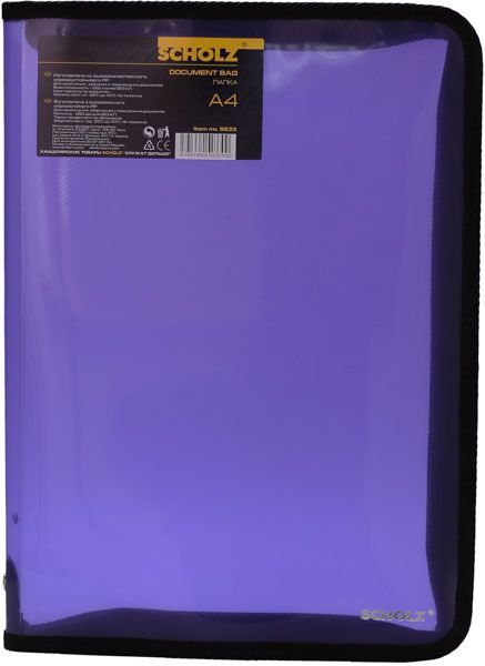 Папка на молнии А4, 3см, PP, SOZ, цвет в ассортименте SCHOLZ